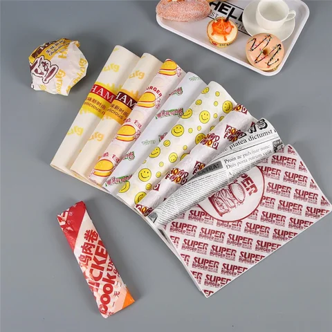 Manga biodegradable de papel encerado para delicatessen y hamburguesas ambulantes