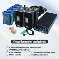 Kit Motor Stepper Loop Tertutup HLTNC NEMA 34 12Nm 86HB250-156B HBS86 Hybrid Servo Driver 1500W dengan Power Supply Rel DIN untuk CNC Router