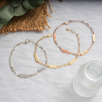 Bracelet en acier inoxydable avec chaîne trombone et plaque multi-noms, bijou personnalisé avec texte gravé pour Maman, Grand-mère, Sœur, Meilleure Amie