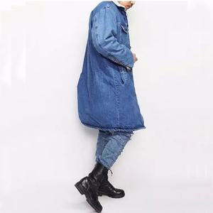 Wholesale <b>Men</b> Outwear Trendy Long <b>Sherpa</b> Lined Warm Fleece Denim <b>Jacket</b> Winter Zipper Sleeve Blue Cowboy Denim Quilted Coat - Product Image 5