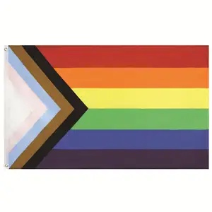 Progress Rainbow Pride FLAG 3x5FT Polyester gay pride flag outdoor indoor banner lgbt gay promotion flags