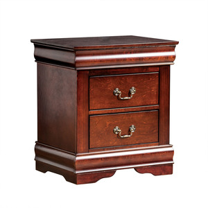 Transitional Style Nightstand Dark Cherry Finish 2 <b>Drawer</b> With Hanging Handles Bracket Feet <b>Storage</b> <b>Drawers</b> - Product Image 2