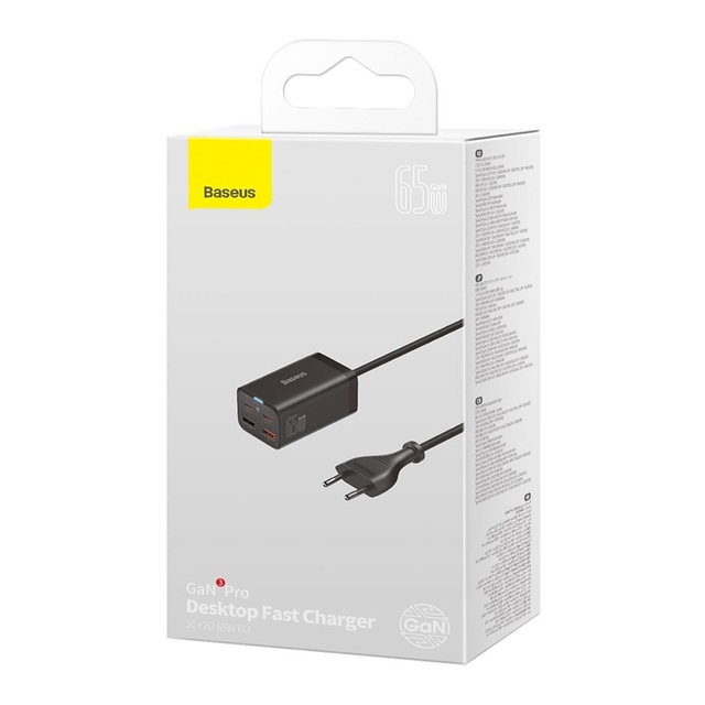 65W GaN3 Pro Desktop Fast Charger 2C+2U 4 in 1 Adapter for iPhone 15 14 13 Pro Max Huawei Xiaomi Samsung Phone Charger
