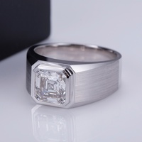Bague de mariage pour homme en or blanc 10 carats avec diamant de laboratoire taille Asscher 2 carats D VS1 MSR-1023