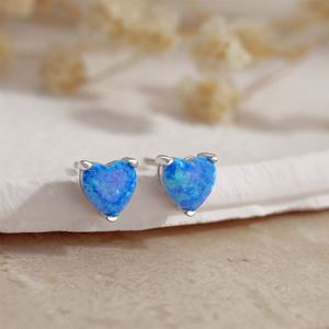 Dylam in Stock No Moq Hypoallergenic S925 <b>Silver</b> Synthetic Opal Stone 5A Diamond Cubic Zirconia Heart Shape <b>Stud</b> Earrings - Product Image 4