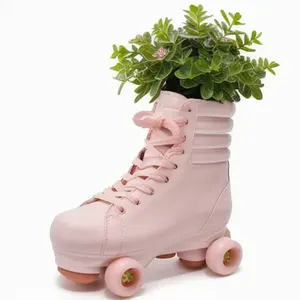 Rolschaatsvaas, Custom Keramische Tuin Decoratieve Vaas Rolschaats Schoenvormige Bloemplant Pot Porselein