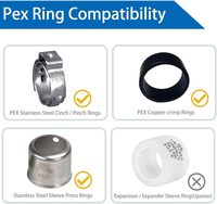 Raccord réducteur en T PEX 3/4'' x 3/4'' x 1/2'' en laiton à sertir, connexion femelle à tête hexagonale |   pour les tuyaux PEX en plomberie