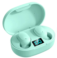 Earphone TWS E6S Macaron, Stereo LED 5.0 Layar Digital Mini Sport, Earphone Nirkabel Gaming