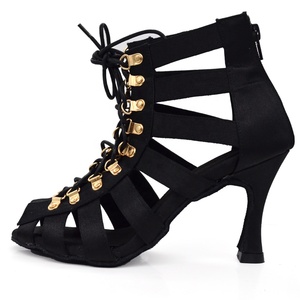 Zapatos de baile de alta calidad para mujer, botas de salón negras, zapatos de Salsa Tango, Sandalias de tacón alto con recorte de malla para fiesta a la moda, verano <span class=keywords><strong>2022</strong></span> - Product Image 1