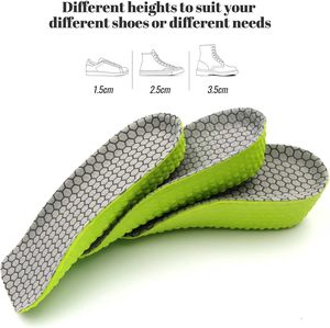 Semelles rehausseuses unisexes 15 mm 25 mm 35 mm en mousse à mémoire de forme avec soutien de la voûte plantaire, respirantes, orthopédiques pour baskets - Product Image 2