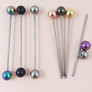 Regali personalizzati barre portachiavi riutilizzabili metalliche fai-da-te vite a doppia testa filettate 2mm portachiavi con perline vuote con palline - Product Image 2