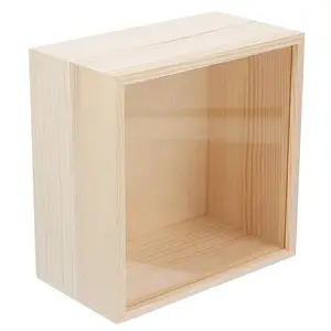 木制滑动盒松木礼品盒带滑动玻璃盖的木盒