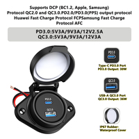 12V 24V USB-Ladegerät für Fahrzeuge und Busse, Schnellladung, Doppel-USB 36W QC3.0 30W Typ-C PD3.0, Einbau-USB-Ladebuchse