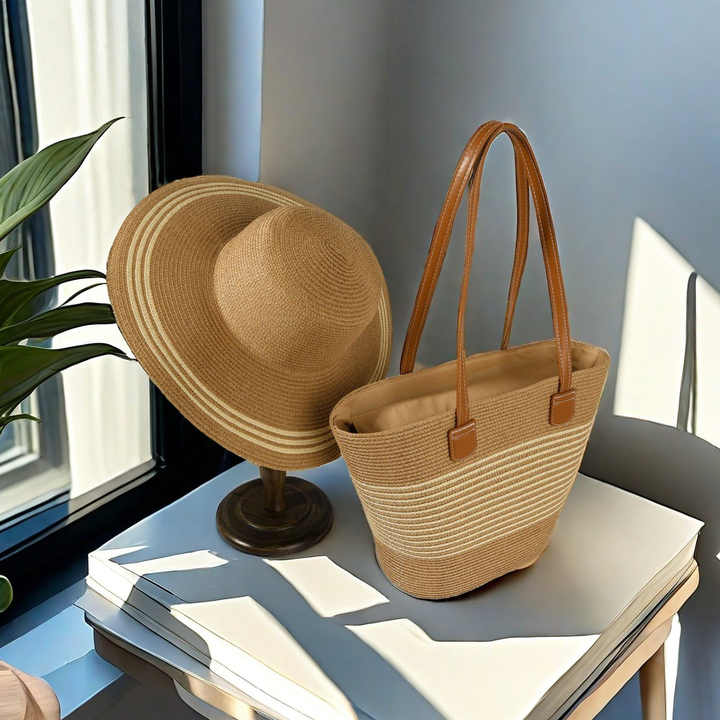 High Quality Handmade Customize Cowboy Holiday Floral Vacation Beach  2025 Summer Designer Women Bag and Straw Hat Set Ladies