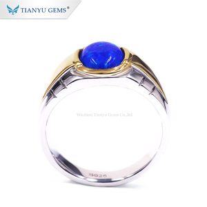 Tianyu Gems Custom <strong>Opal</strong> <strong>Silver</strong> <strong>Ring</strong> for Men Wide <strong>Ring</strong> Band Design Gemstone <strong>Rings</strong> - Product Image 2