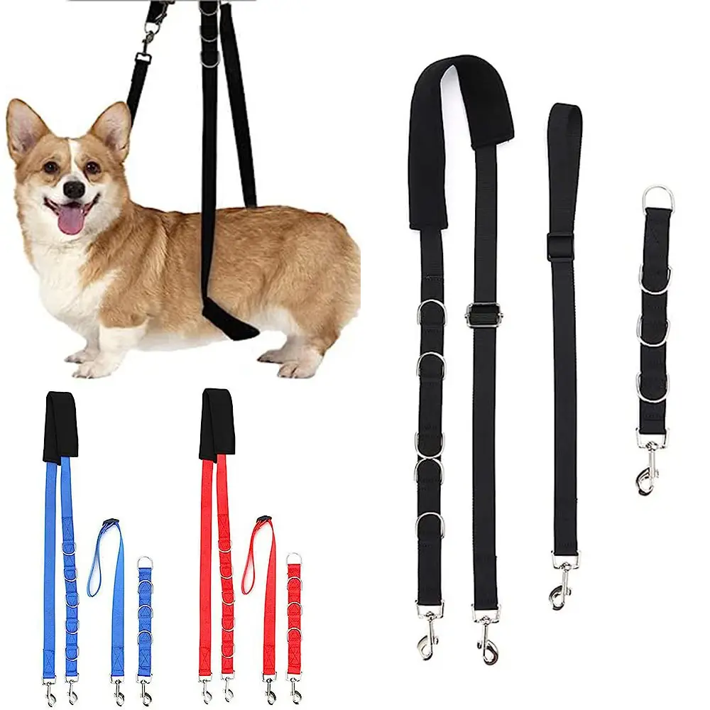 Adjustable Nylon Dog Grooming Belly Strap Leash Pet Bathing for Dogs Cat Puppy Kitty Hair Cutting Washing Black