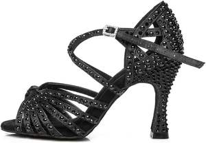Chaussures de <span class=keywords><strong>danse</strong></span> latine professionnelles pour femmes, chaussures de salon, strass gratuits, chaîne, salsa, jazz, <span class=keywords><strong>jive</strong></span>, performance, pratique, talons de <span class=keywords><strong>danse</strong></span> - Product Image 3