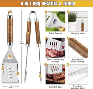 Juego de Accesorios para Parrilla SEB de 38 Piezas, Herramientas de Acero Inoxidable con Estuche de Aluminio, Termómetro y Tapetes para Parrilla, para Camping - Product Image 2