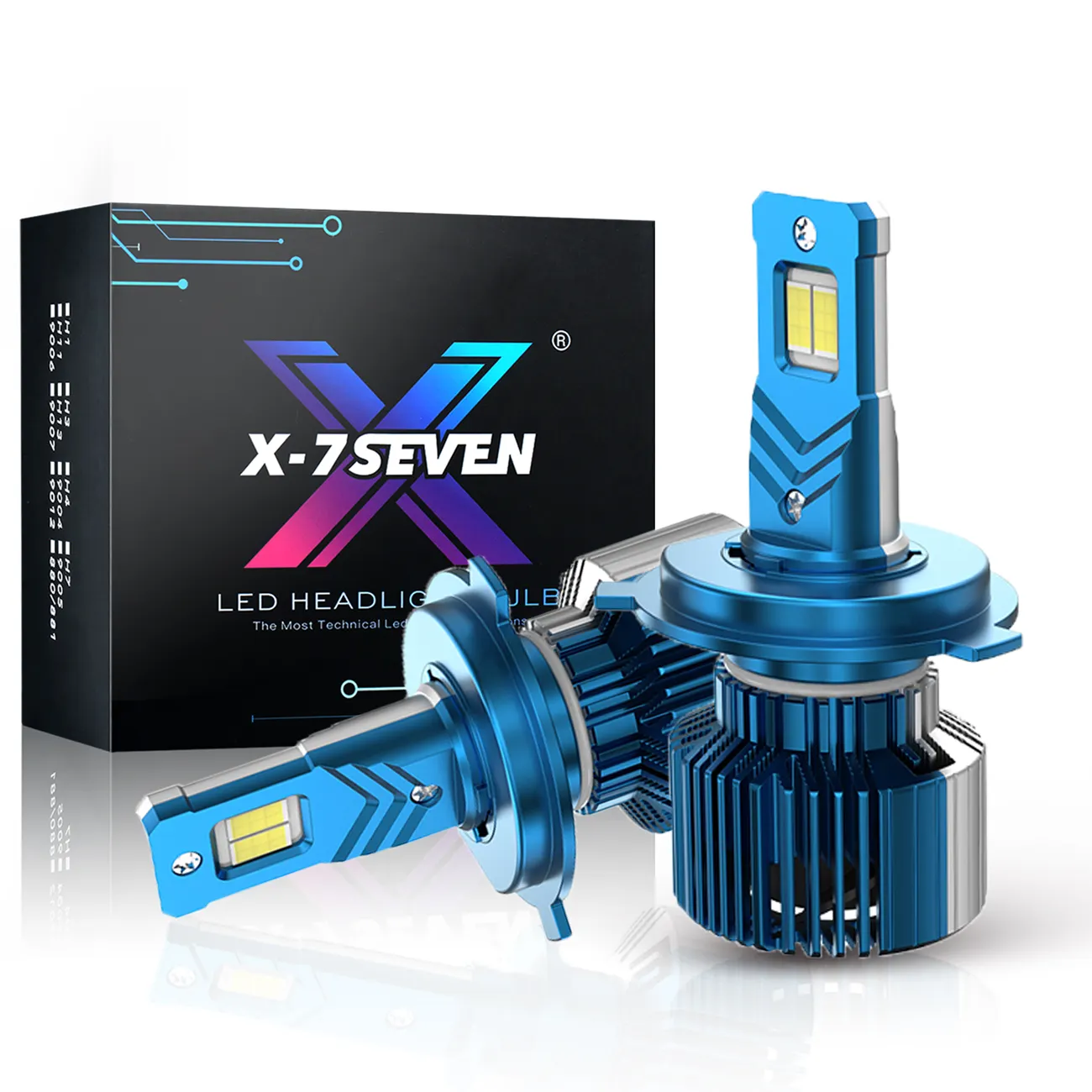X-7SEVEN Super luminoso faro LED OEM all'ingrosso H1 H3 H7 H11 H13 9005 9006 9007 bulit-in ventola di raffreddamento sistema di illuminazione automatica
