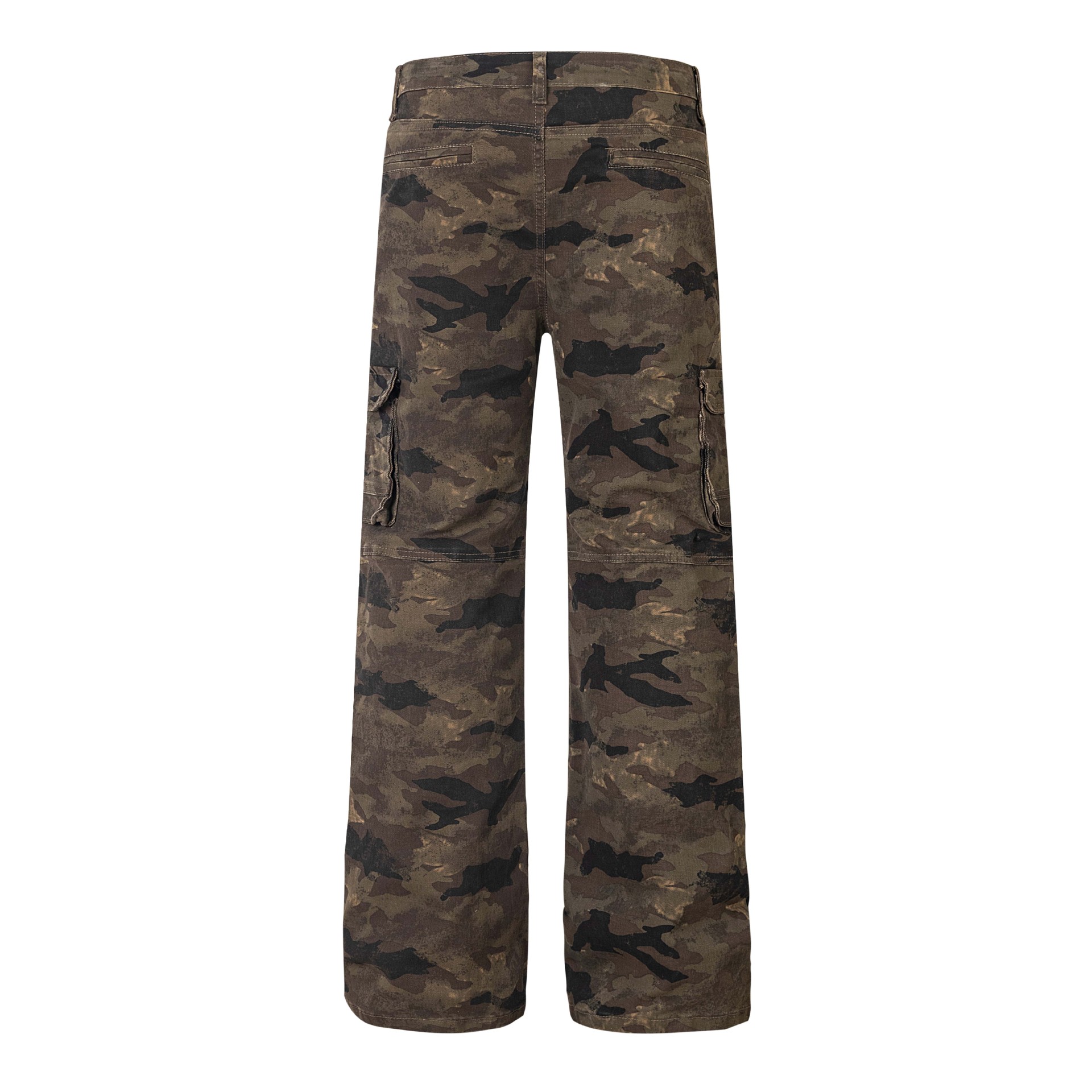 【mnem】Camo wide denim pants Fashion Streetwear Camo Denim Wide Leg Pants Baggy Custom