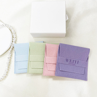 Pochette Bijoux Type Enveloppe en Velours, Daim, Cuir ou Microfibre avec Rabat et Logo Personnalisé pour Collier, Bague, Boucle d'Oreille et Bracelet