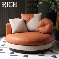 Fauteuil lounge surdimensionné en cuir, style italien moderne et luxueux, pour appartement, salon, chambre, hôtel, bureau