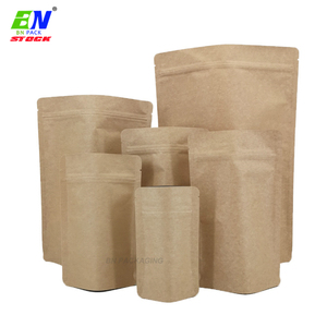 Bolsa de papel <span class=keywords><strong>Kraft</strong></span> marrón Compostable zip lock packaging <span class=keywords><strong>doypack</strong></span> para café - Product Image 2