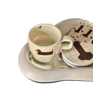Lukisan tangan <span class=keywords><strong>Dachshund</strong></span> anak anjing cangkir susun lucu kartun Korea Sarapan hadiah untuk pecinta kerajinan - Product Image 5
