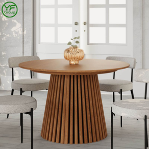 Muebles de Madera Multifuncionales Modernos, Mesa Redonda Plegable y Extensible para 4, 6 u <span class=keywords><strong>8</strong></span> Personas, Mesa de Comedor para el Comedor - Product Image 6