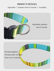 <strong>Dog</strong> Collar and Leash Set Bohemian Print Polyester Pet Lead Matching Collar Adjustable Two Piece Outfit for <strong>Dog</strong> Walking - Product Image 3
