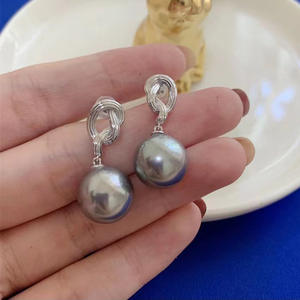 Pendientes de Plata S925 con Perlas DIY, Accesorio de Moda para Mujer, con Cuentas Redondas de 9-12 mm, Modelo 21827 - Product Image 4