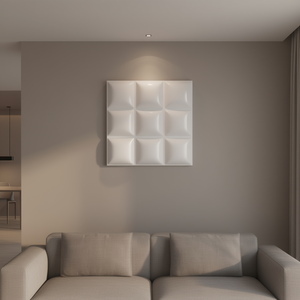 Panel de Pared 3D de PVC Elite, 500x500mm, Blanco Mate, Insonorizante, Decoración de Interiores, Estilo Moderno Contemporáneo - Product Image 2