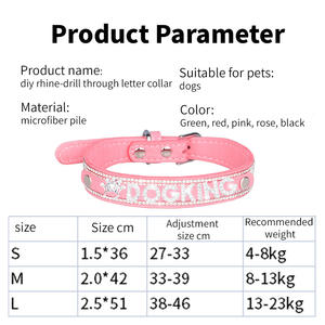 Bling DIY Charms letras personalizadas PU Rhinestone Collar de perro mascota con traje de perro gato deslumbrante gema ostentosa personalizable - Product Image 5