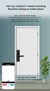 ตัวล็อคมือจับประตูอัจฉริยะทำจากอลูมิเนียมอัลลอยด์พร้อมลายนิ้วมือสำหรับแสดงประตูไม้แก้ว - Product Image 3