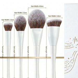 Pinceaux de maquillage portables en fibres synthétiques beige, pinceau plat, logo personnalisé, haute qualité, paillettes, fond de teint, fard à paupières - Product Image 5