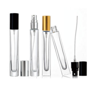 Factory Wholesale Cylindrical Rectangular 1/3 Oz Sub Packed Glass Bottle 10ml Spray Glass Perfume Bottle Square Glass Bottles