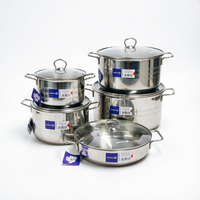 Batterie de cuisine en acier inoxydable 201, forme droite, à double fond, compatible induction, avec couvercle en verre – Offre spéciale