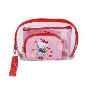 Niedliches Cartoon KT Katzen 3-teiliges Make-up-Taschen-Set Große Kapazität Reise-Waschbeutel Tragbarer Kosmetik-Organizer - Product Image 1