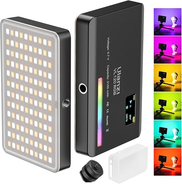 ULANZI VL120 RGB Video Light 3100mAh Rechargeable Battery 360 Full Color 20 Light Effects LED Panels for Photography Vlogging