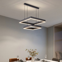 Noir 3 Anneaux Rectangle Salon accrocher Lampe Moderne De Luxe Grande Taille Led Lustre-Réglable Hauteur Foyer Luminaire