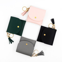 Dompet Kulit Pendek Fashion Grosir Multi-fungsi dengan Resleting, Dompet Koin Tipis Tahan Air, Tempat Kartu PU