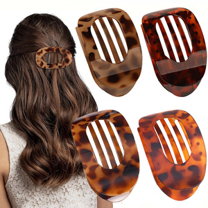 Vente chaude plat ovale bec de canard résine pinces à cheveux avec une forte adhérence pour fille conception Simple pinces à cheveux pour chignon coiffures - Product Image 2