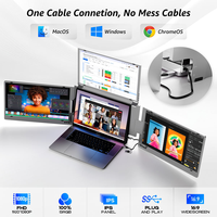 Large Screen Triple Monitor Kit - 3x15.6" Portable Displays for Multitasking