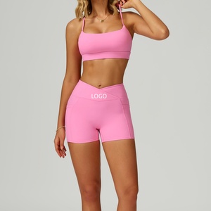Shorts de <span class=keywords><strong>yoga</strong></span> taille haute personnalisables avec logo pour femme, contrôle du ventre, effet push-up, pour la gym, l'entraînement et la course - Product Image 4