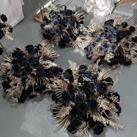 Susunan Bunga Pernikahan Mewah Berkualitas Tinggi IFG 50cm Hitam dan Emas untuk Dekorasi Centerpiece Meja Pernikahan