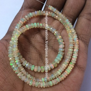 Cuentas de Ópalo Welo Etíope Amarillo Natural de 3mm y 5mm, Facetadas, en Forma de Rondelle, Gemas, Hilos, Proveedor al por Mayor en Línea, Joyería de la India - Product Image 1