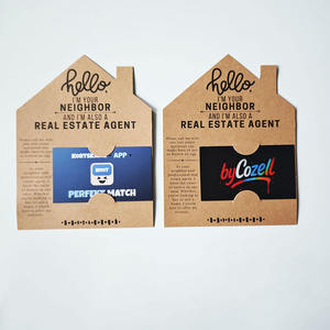 Cartes en papier kraft brun avec dorure or de luxe imprimées en couleur pleine, cartes de remerciement personnalisées pliables de forme créative, cartes de visite professionnelles - Product Image 5