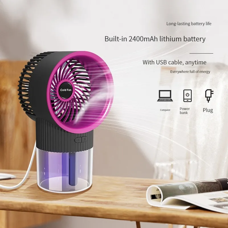 Mini Water Table Cool Mini Fans Battery USB Cooling Ice Mist Humidifier Mini Electric Fan For Outdoor Desk