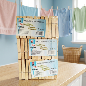 ERPS.L. Petites pinces à linge rectangulaires en bois, style rustique, finition laquée, composants en fer durables, 12 pièces, modèle 01501, pour la lessive - Product Image 3