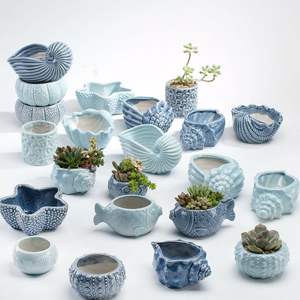 Pot de fleurs et jardinières en céramique en forme d'étoile de mer, vente en gros personnalisée, pots à succulentes en céramique océanique, vase à fleurs pour la maison et le jardin - Product Image 1